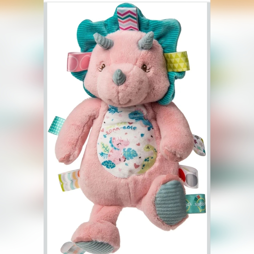 Taggies Dinosaur Plush Toddler Toy Pink Dino A-Roar-Able